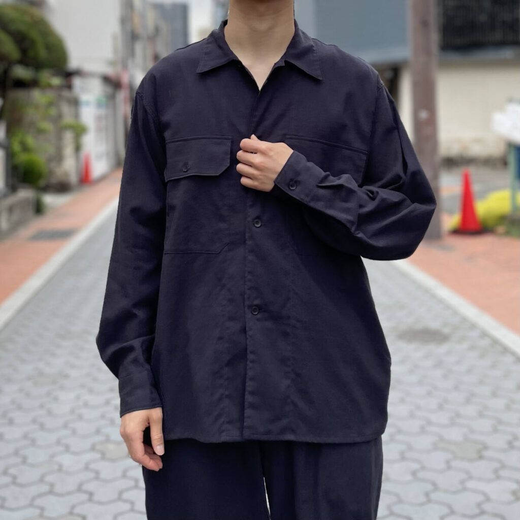 comoli 22SS 空紡オックスC.P.Oシャツ ブラック 1 シャツ トップス メンズ 特価イラスト